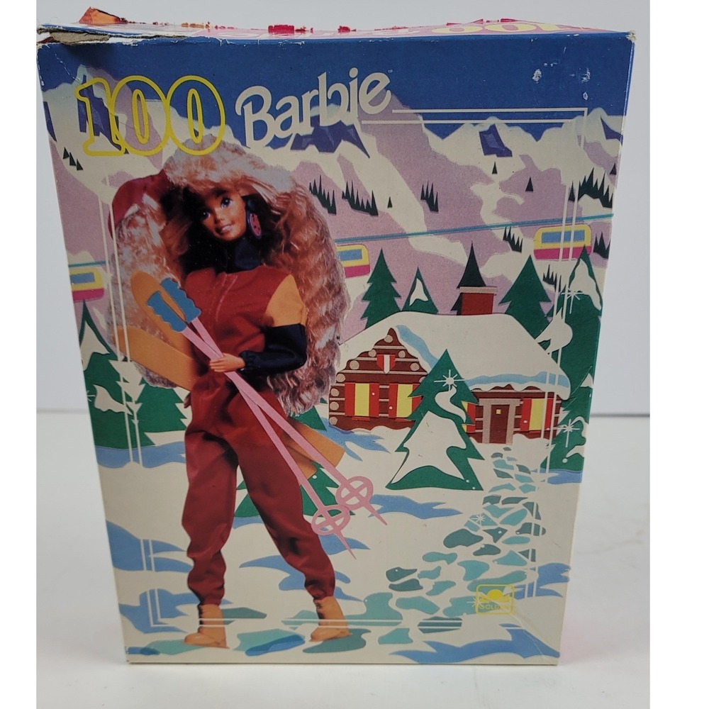 Vintage Golden Barbie 100 Piece Jigsaw Puzzle Skiing Winter Scene 4096C-1 1990s